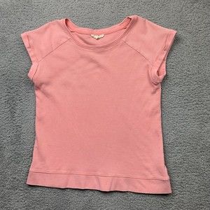 Jane and Delancey Shirt Womens M Pink Waffle Knit Short Sleeves